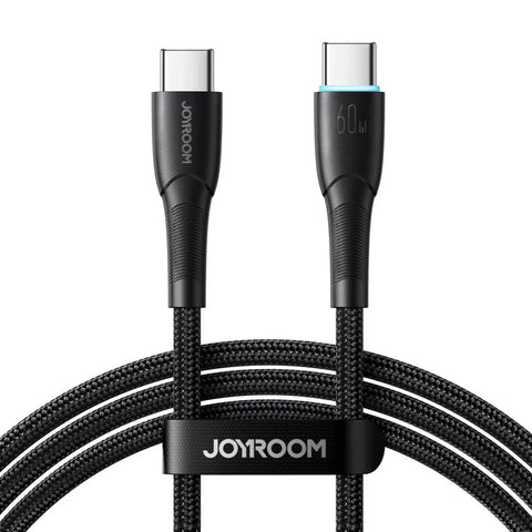 Joyroom SA32‑CC3 Starry Series 60W USB‑C to USB‑C PD Fast Charging & Data Cable, 1M – Nylon‑Braided, 480 Mbps High‑Speed Sync – Black | 12 Months Warranty