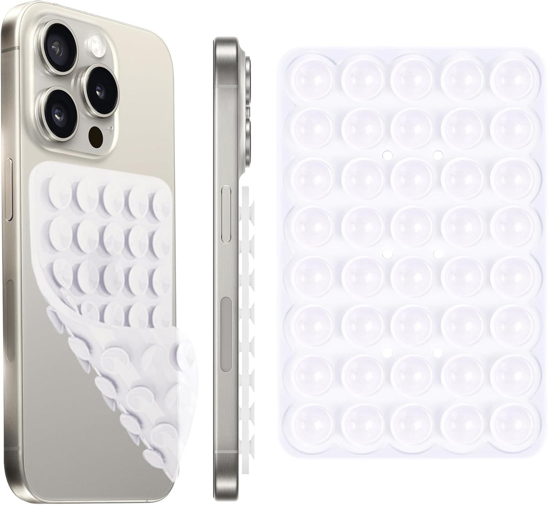 ecosystem Silicone Double-Sided Suction Phone Case Detachable Mount - Hands-Free, Strong Grip Holder for Selfies & Videos - Durable, Easy to Use - iPhone & Android (White 2)