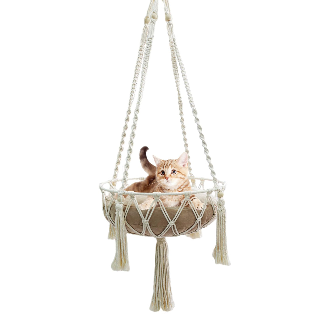Haokaini macrame cat bed, cat hammock, cat swing for hanging cat nests, pet bed
