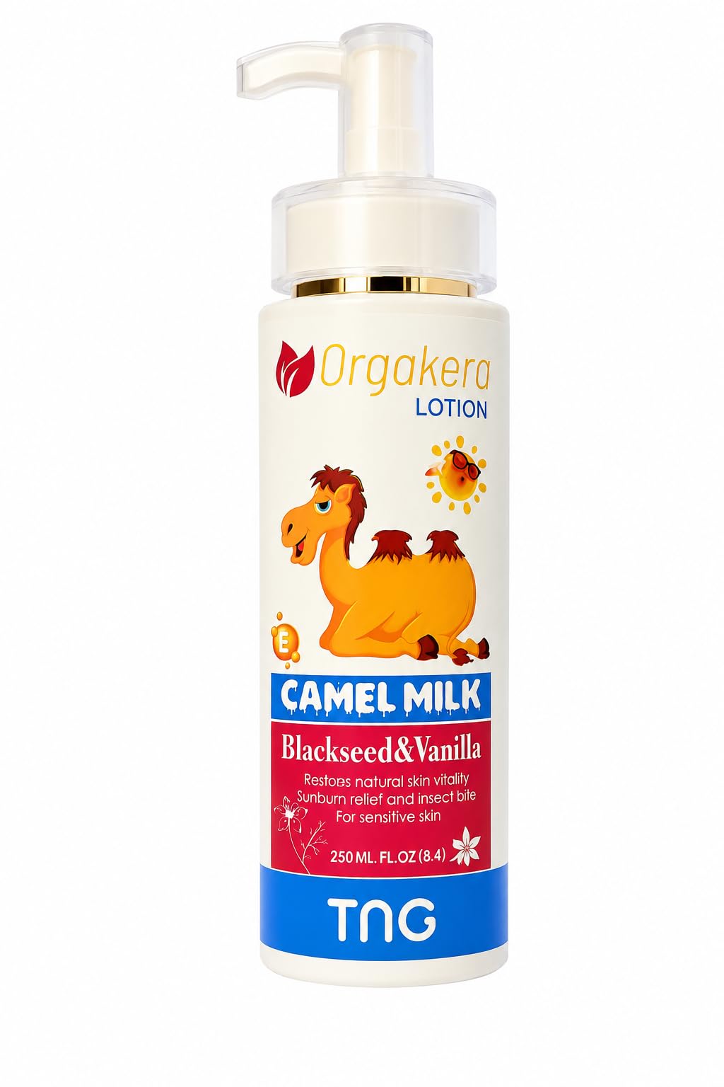 Orgakera Camel Milk Lotion with Black Seed & Vanilla 250ml - Hydrating Body Lotion for Dry Skin, Softness, Radiance & Daily Nourishing Care