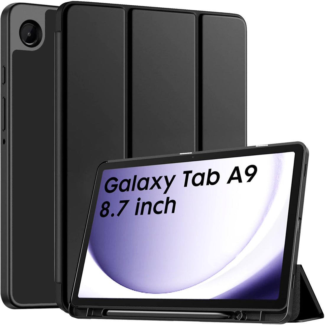 Robustrion Cover for Samsung Galaxy Tab A9 Cover Case 8.7 inch, Flip Cover Case with [Pen Holder] for Samsung Tab A9 Cover/Tab A9 Tablet Cover - Black