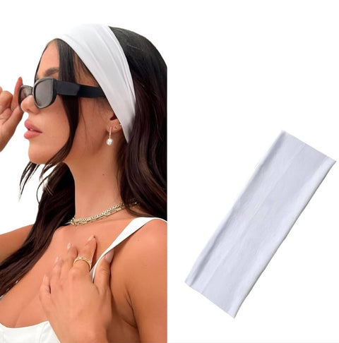 Headbands For Women Head Band Elastic Head Bands Soft Hair Bands For Men And Women For Sports, Yoga And Exercise (White, One size)
