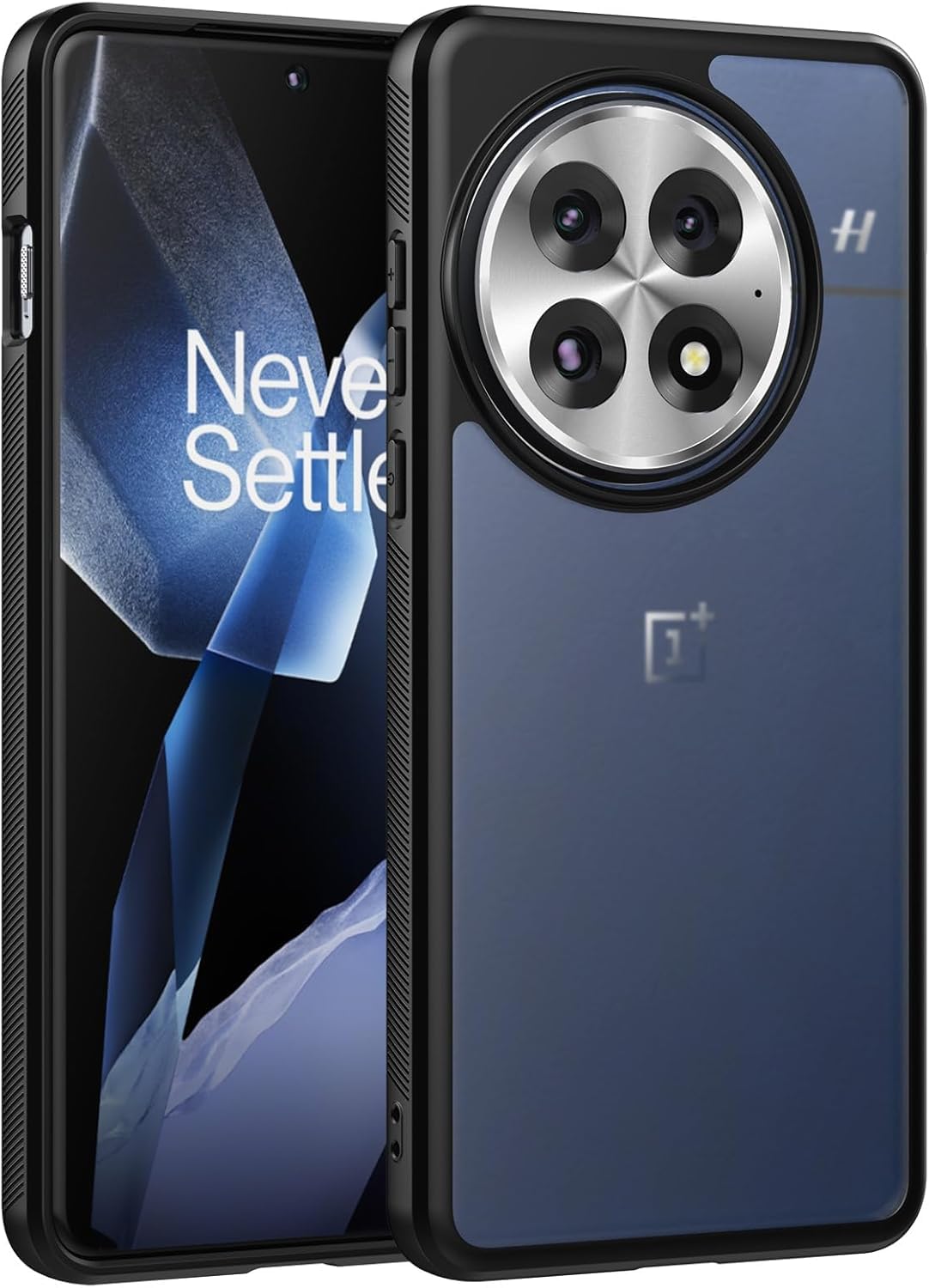 For Oneplus 13 Hard Back Cover Q Series Case, Transparent Hard Back And Silicone Tpu Black Frame High Protection Compatible with Oneplus 13 (6.82'') - Transparent & Black