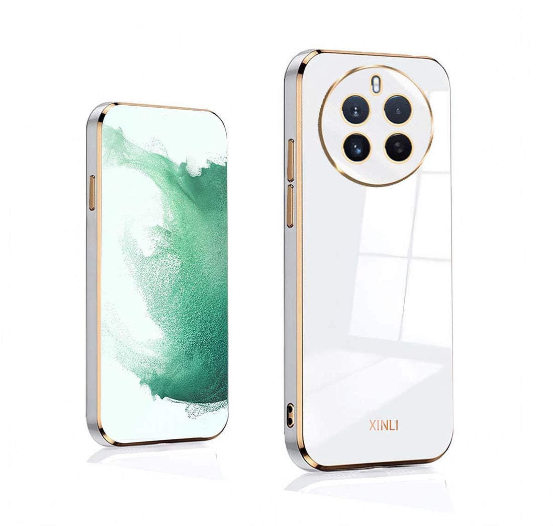 GOKEN Cover for Realme 12 Pro Plus (PRO+)/Realme 12 PRO 5G, TPU Silicone Electroplating Phnom Penh Case, Soft Rubber Protective Case, Shockproof Non-Slip Protection Shell, White