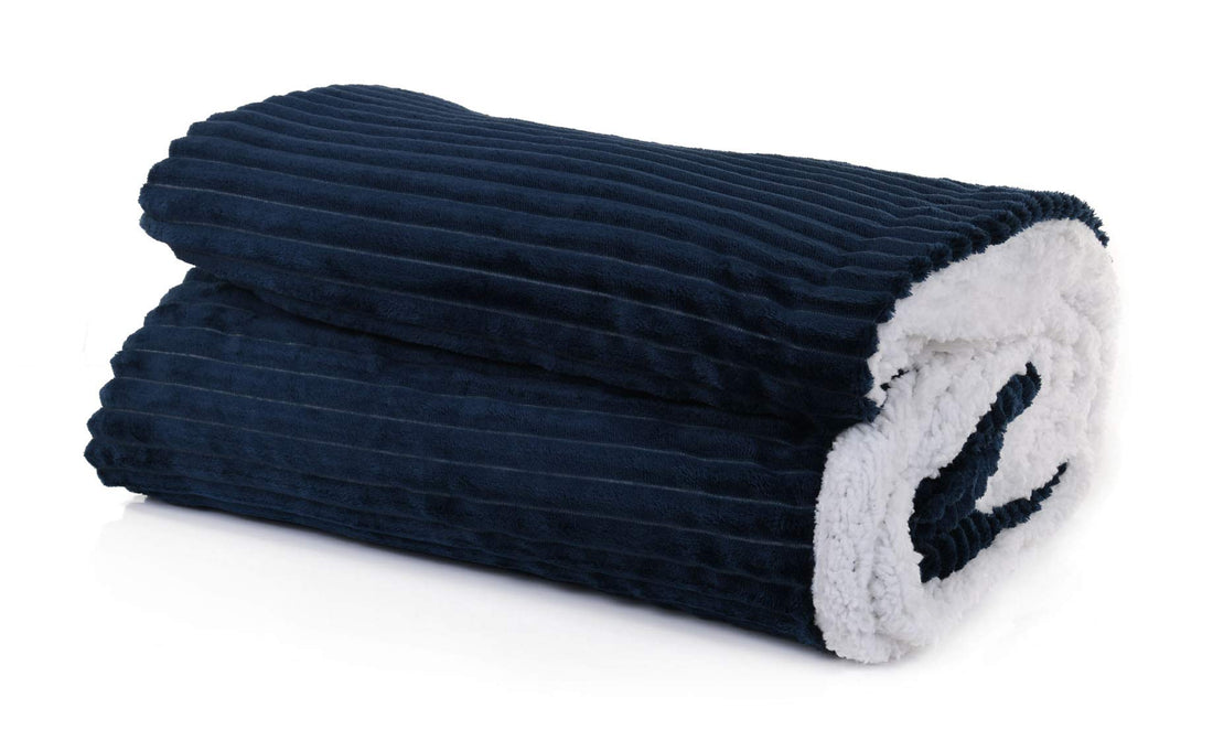 Mintra Blanket Microfiber Double Ribbed Fabric bag Navy Size 152x203