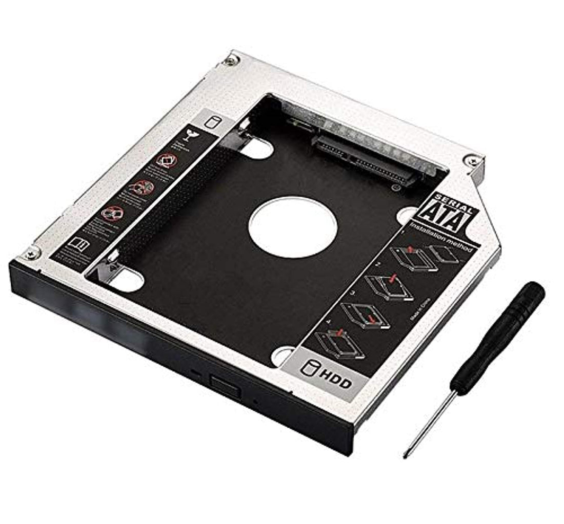 CD/DVD-ROM Optical Bay Sata Aluminum 2nd SSD HDD Caddy Case Adapter For Universal Laptop (12.7mm)