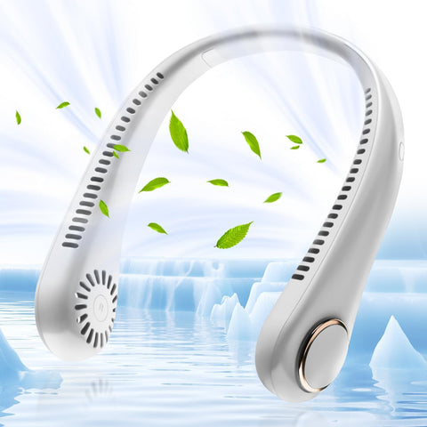 Qshop Lasting Freshness with Bladeless Neck Fan, Portable USB Rechargeable Neck Fan with 3 Adjustable Speeds 6 Hours in Charge, Soft Neck Strap Hands Free for Sports Travel Outdoor