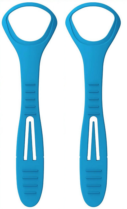 Tongue Cleaner, Tongue Scraper, Disposable, Plastic Scraper, Clean Tongue, Promote Fresh Breath, Includes Safe Fold- Back Tooth Pick, 2 Count Blue
