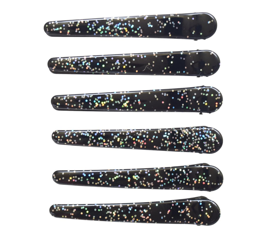 Daphne Plastic Hair Claw Clips Set For Girls, 6 Pieces - Black