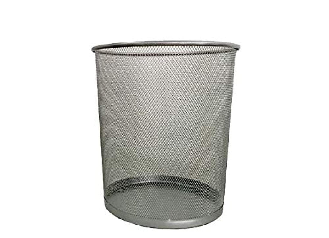 Deluxe Metal Mesh Waste Basket Round Medium Silver