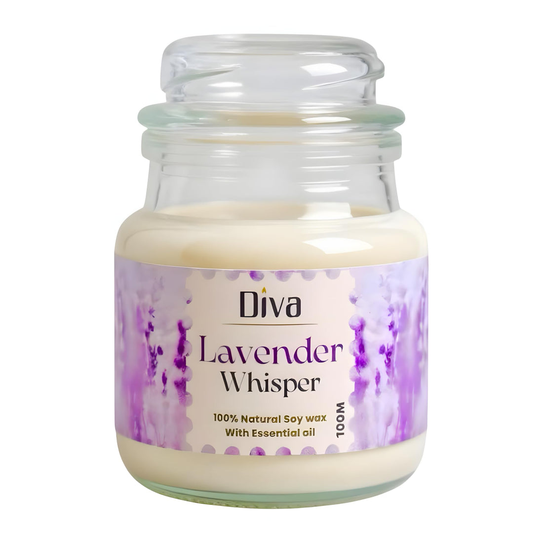 DIVA Scented Candle 100ml â€“ Natural Soy Wax, Clean Burn For All Occasions: Birthday, Wedding, Valentineâ€™s, Motherâ€™s Day, Christmas Elegant Jar â€“ Ideal for Relaxation & Home Decor (Lavender)