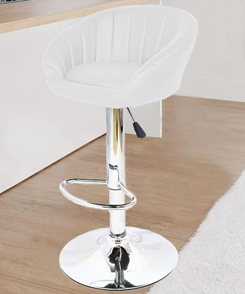 Redefine® Bleez Modern Hexa PU Leather Adjustable Swivel Bar Stools with Back, Set of 1, Suitable for Kitchen, Cafeteria, Dining,Pubs, Office,Shops in (White)