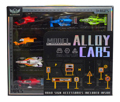 Meeggo Race Cars Toy Set For Kids, 6 Pieces - Multicolor