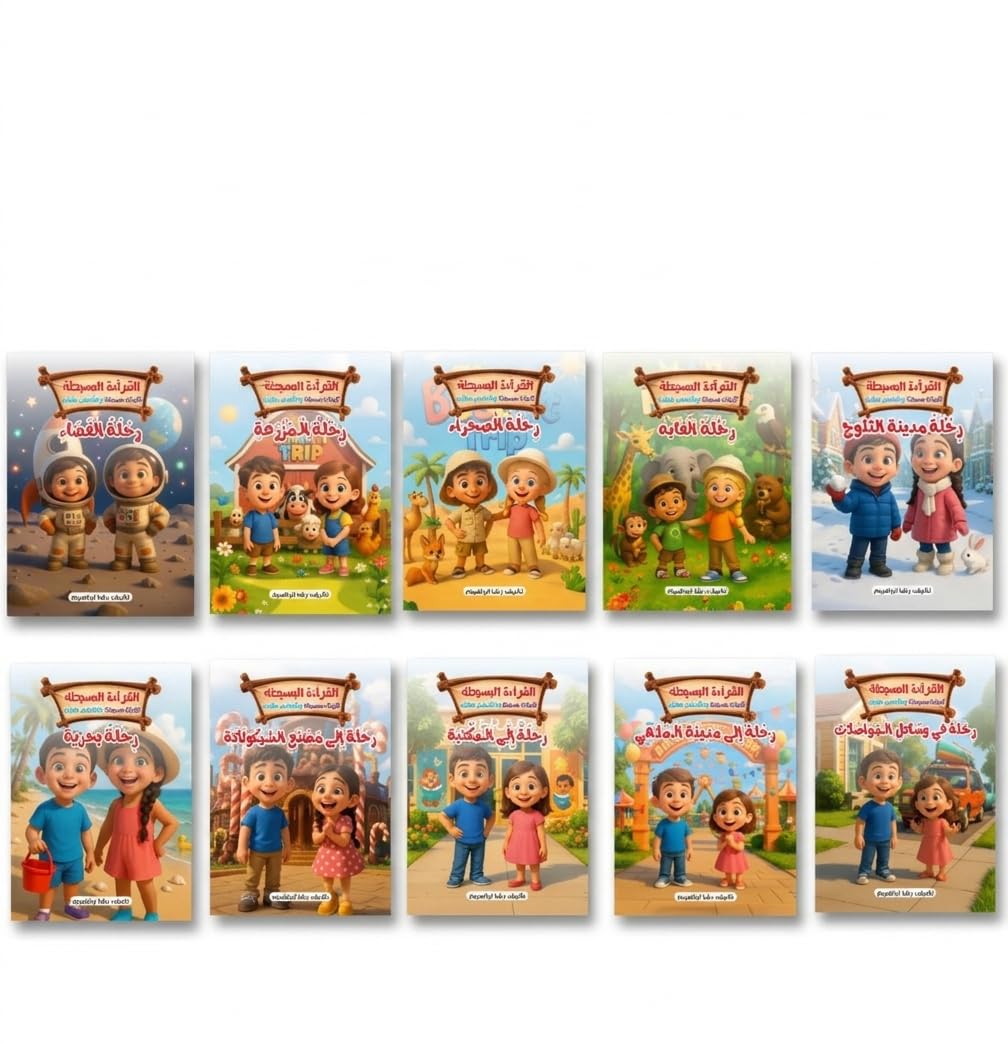 Educational Illustrated Arabic Children's Stories Set, 10 Books, Easy Reading for Beginners, Arabic Language Skills, Adventure and Journey Stories, for Kids 3-8 Years Old