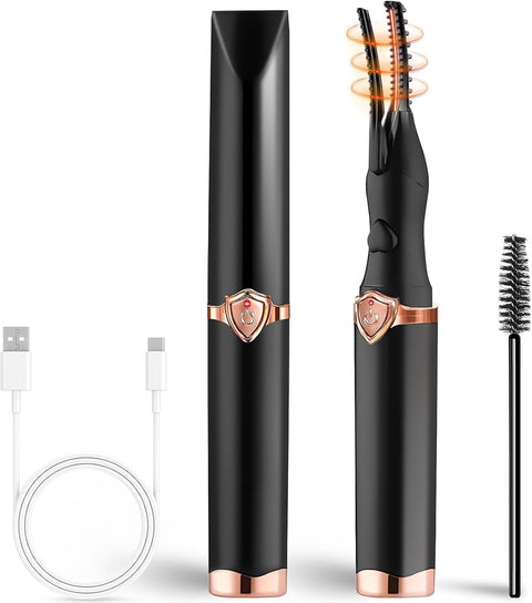 Heated Eyelash Curler,Heated Eyelash Curlers,Portable Lash Curler Heated,Curling Kit in Seconds Curling Dramatic Lashes for Easy to Makeup Tool (Black)