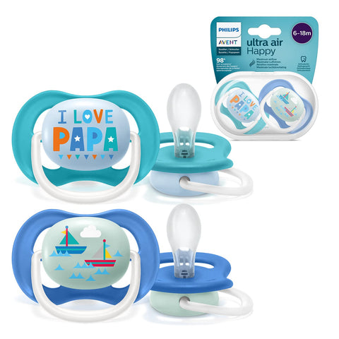 Philips Avent Ultra Air Pacifier Orthodontic & BPA, with Extra Ventilation Holes 6-18 Months Pack of 2 Blue Color with Sterlizier and Carrying Case