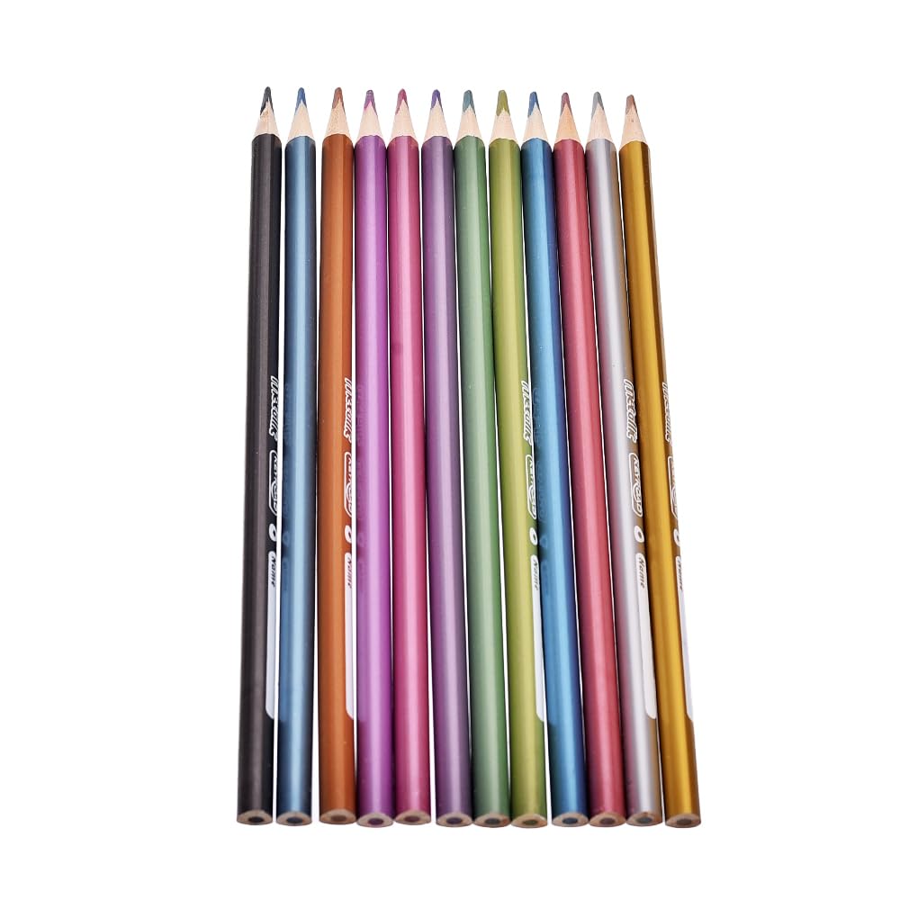 Keyroad Triangular Wooden Colored Pencils Metallic 12 Colors Model KR971756