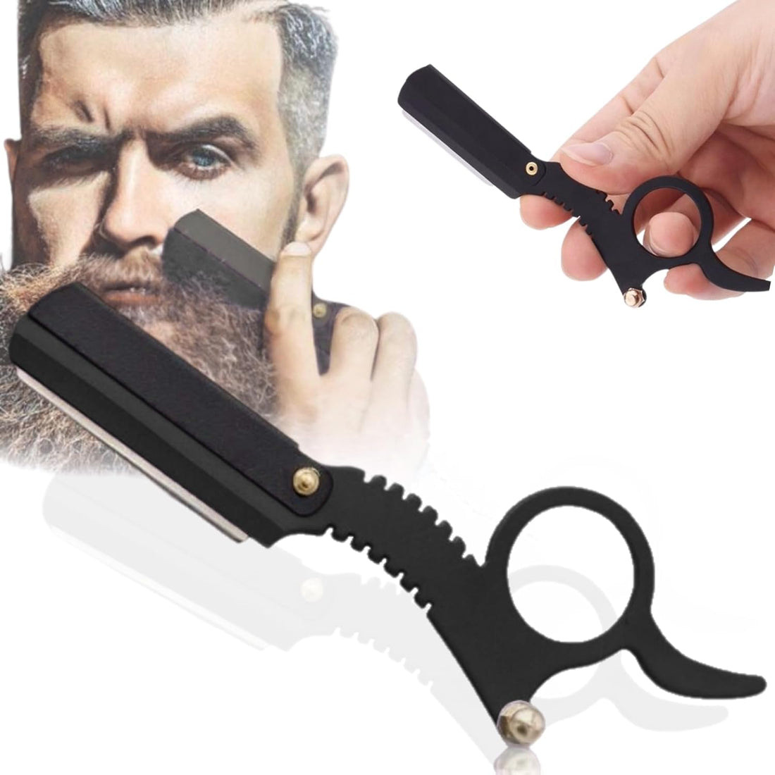 Beard Shaping Razor – Straight Edge Barber Trimmer for Men, Precision Grooming Tool for Mustache & Facial Hair, Stainless Steel Blade for Sharp Beard Styling, Hairline, Lineup & Detailing