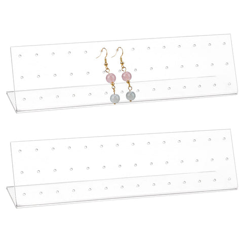 NBEADS 2 Pcs L-Shaped Earring Display Stand, 42 Holes Jewelry Organizer Stands Earring Clip on Holders for Retail Show Personal Use Shooting Props, L.W.H: 7.1x2x1.85