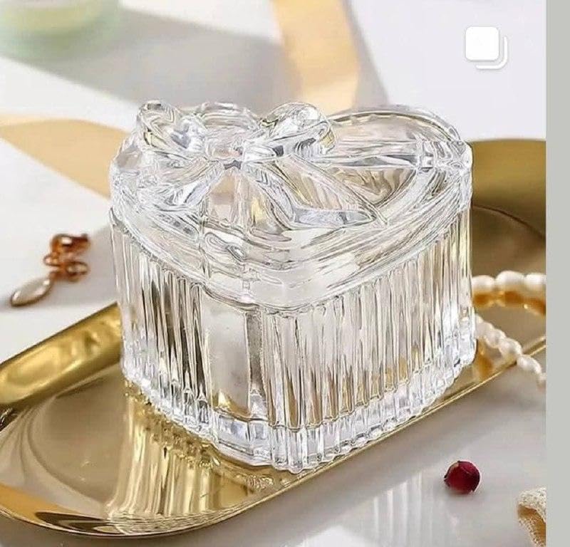 Crystal Sugar Jar - Elegant two-piece glass sugar jar with lid for nuts, truffles, baklava, honey and jam. Contemporary kitchen decor and practical gift for hospitality. Perfec for adding a touch of e