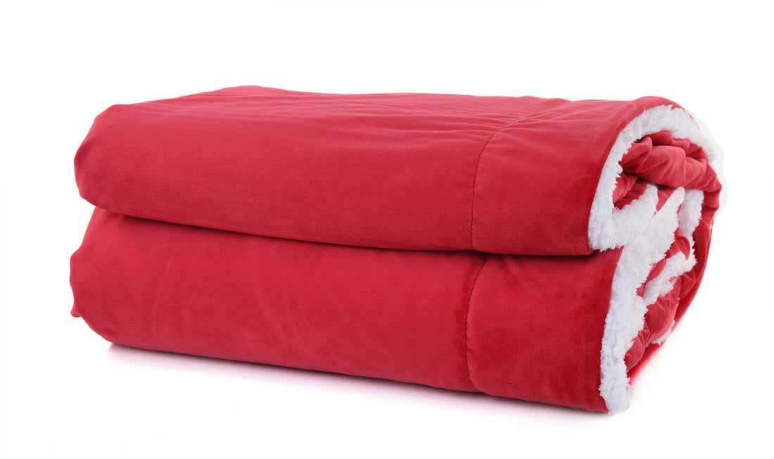 Mintra Home Sherpa Soft Flannel Throw Blanket for Couch, Soft Polyester Fleece Blanket, Cozy Lightweight Fuzzy Fall Décor Throw Blankets for Bed/Bed Cover/Couch Cover, 70” x 86” (L, Red)