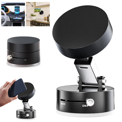 Newvenper Vacuum Magnetic Phone Holder Updated Suction Cup Phone Mount Foldable Multi-scenario Application Magnetic Phone Holder for Gym/Kitchen/Bathroom/Car/Desktop(Black)