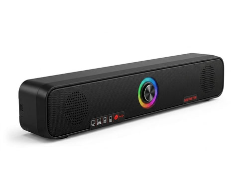 Wired Sound Bar for PC and TV, Black, RGB Colorful Light, Built-in Speaker