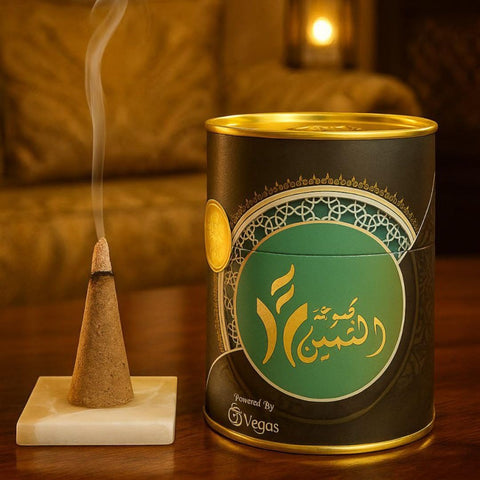 Aromatic Pyramid Incense Set with Upscale Marble Base â€“ Box of 12 Pieces for Unique Atmosphere. (Araes Bakhoor)