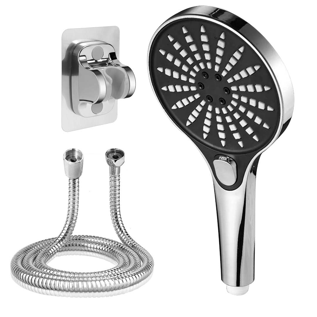 Handheld Shower Head with Hose and Wall Holder, Chrome, Rain Style, for Bathroom with 3 Spray Modes