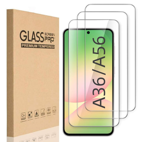 [3-Pack] Zuooiec 9H Tempered Glass Screen Protector for Samsung Galaxy A36/A56, Protection with Fingerprint, Easy to Install, Ultra Clear, Touch Sensitivity, Anti-Scratch Film