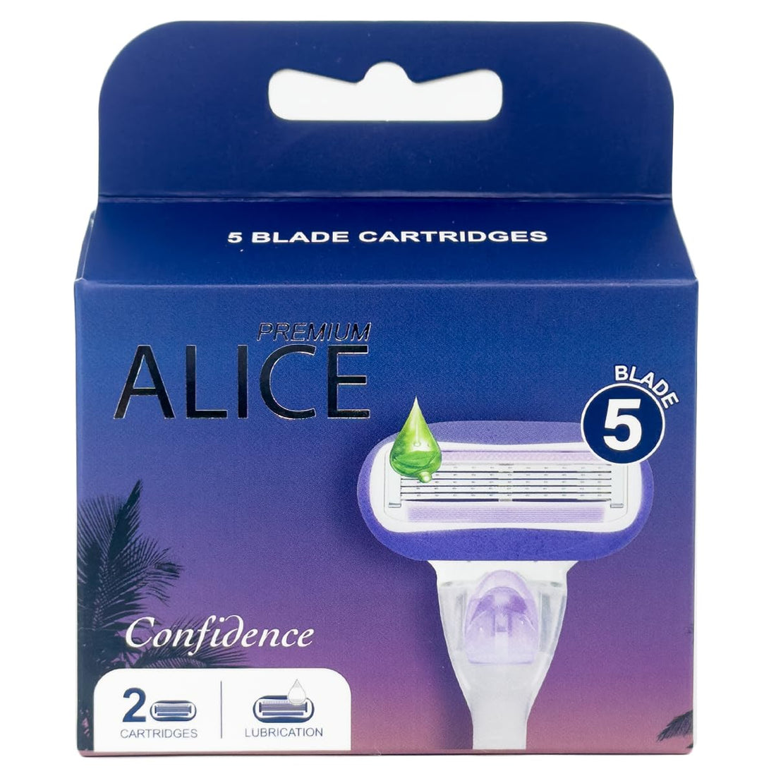 Alice - 5 Blade Cartridges, Set Of 2 Cartridges, Lubrication, From Alice Premium, Confidence, For Acne-Prone Skin