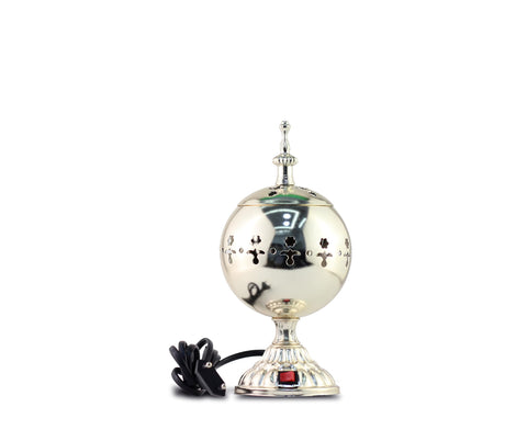Arabian Electric Incense Burners metal Vintage Arabic Burner,Middle Eastern Incense Holder- Electric Incense Burner Bakhoor Suitable For Arabian Oud,Home, Hotel Decor (H.Silver)