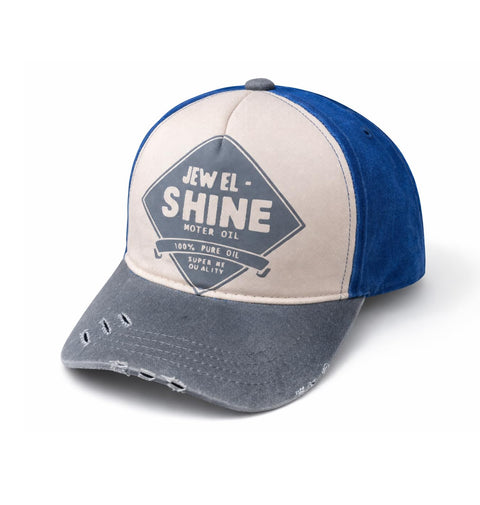 Vintage Industrial Baseball Cap – Jewel Shine Design, Washed Denim Look, Adjustable Strap, Cotton Blend 6 Panel Casual Hat for Men & Women, Tricolor Style – Dida Stores