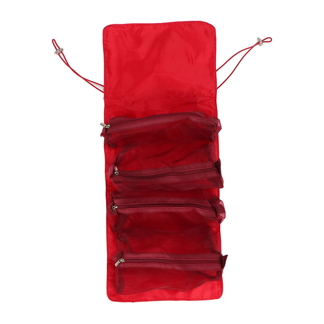 Sorandy Detachable Cosmetic Bag, Portable Toiletry Roll Bag Travel Bag, 4 in 1 Hanging Makeup for Travel, Foldable Multifunctional Cosmetic Bag, Bathroom Bag for Shower, Purple and Red (Red)