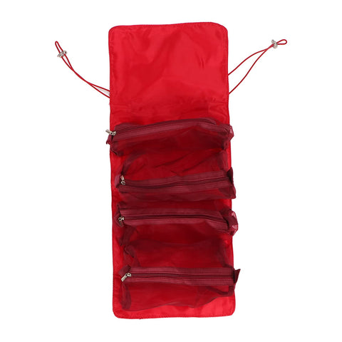 Sorandy Detachable Cosmetic Bag, Portable Toiletry Roll Bag Travel Bag, 4 in 1 Hanging Makeup for Travel, Foldable Multifunctional Cosmetic Bag, Bathroom Bag for Shower, Purple and Red (Red)