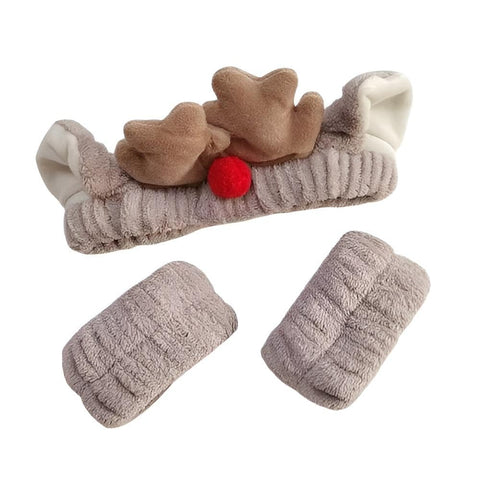 Festive Band - Cute reindeer hair tie made from high-quality velvet material with shiny red pom-poms, wonderful gift idea for friends and family during winter season (Option 2)