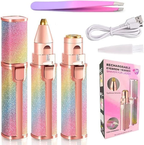 GEEGVV Facial Hair Removal for Women Man Electric Eyebrow Shaper Trimmer Eye Brow Hair Remover Perfect Painless Shaver Device Lady Face Razor Lip,Best Female Mustache Rechargeable Epilator (Rainbow)