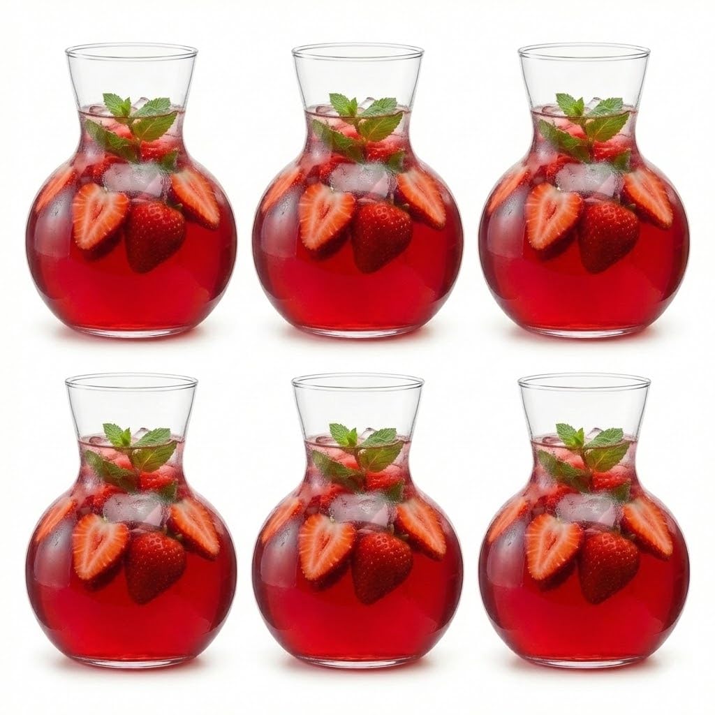 OVA Set of 6 Spherical Vase-Shaped Glass Cups, Elegant Clear Drinking Glasses for Water, Juice, Tea & Coffee, Smooth Rounded Design, Durable Glassware for Home, Dining & Entertaining