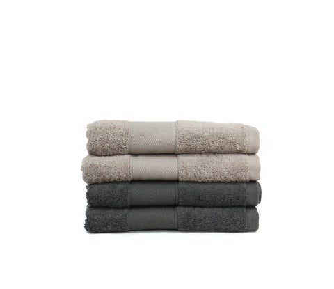 Premium Quality Cotton Bath Towel Set, Pack of 4 Pieces (Same Sizes 50 X 100 CM), Ribbed Design Ultra Soft and Highly Absorbent Towels, Spa and Everyday Bathroom Use (Grey and Caffe)