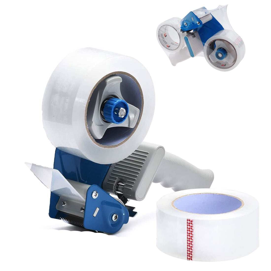 Packing Tape Dispenser Gun, 2 Inch Tape Gun Dispenser with 2 Inch Carton Packing Tape, Lightweight Industrial Side Loading Tape Dispenser - Blue