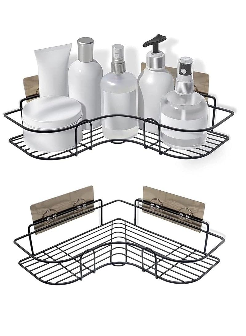 Shower Caddy Bathroom Shelf, Rust Proof Bathtub Accessories Organizer, Adhesive Basket Storage Rack Shampoo Holder Wall Organization