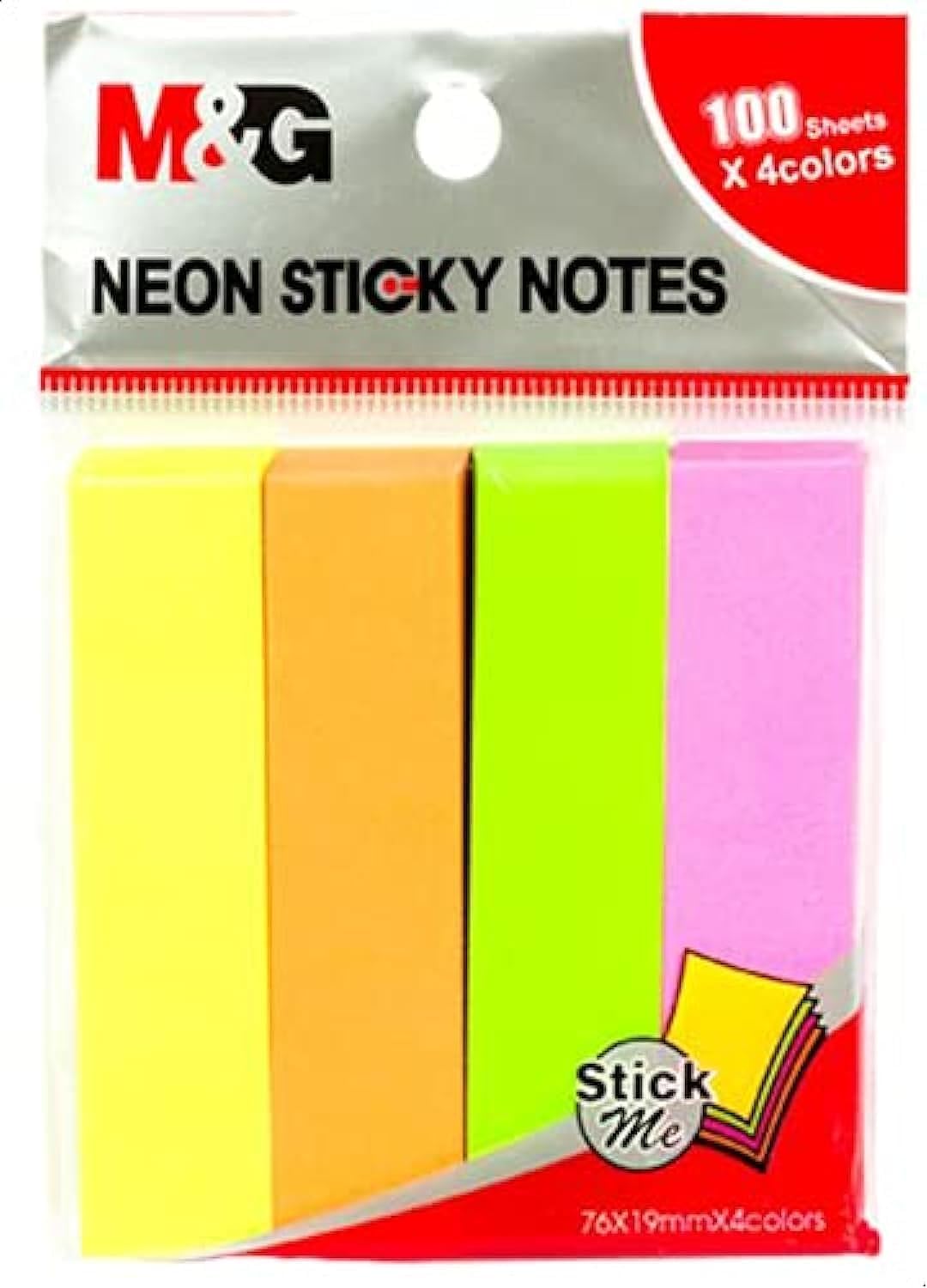 M&G Ys-187 Neon Sticky Notes, 100 Sheets - 4 Colors