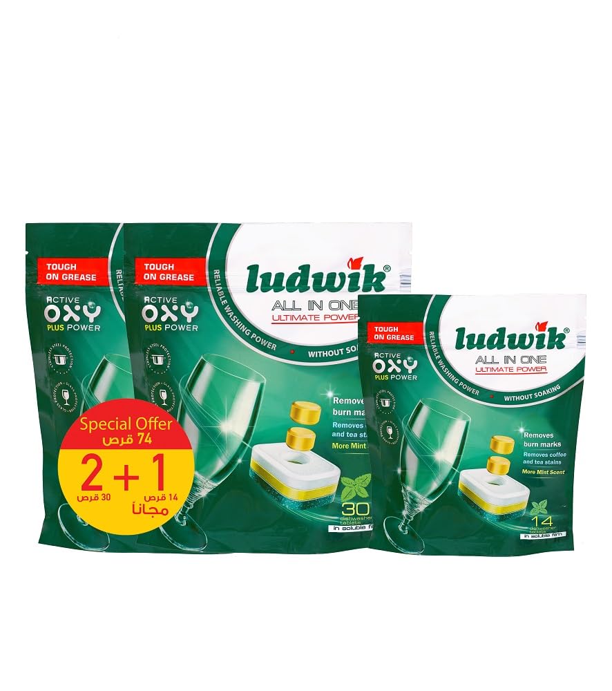 Ludwik All-in-one Dishwasher Tablets 2x30 +14 free Mint