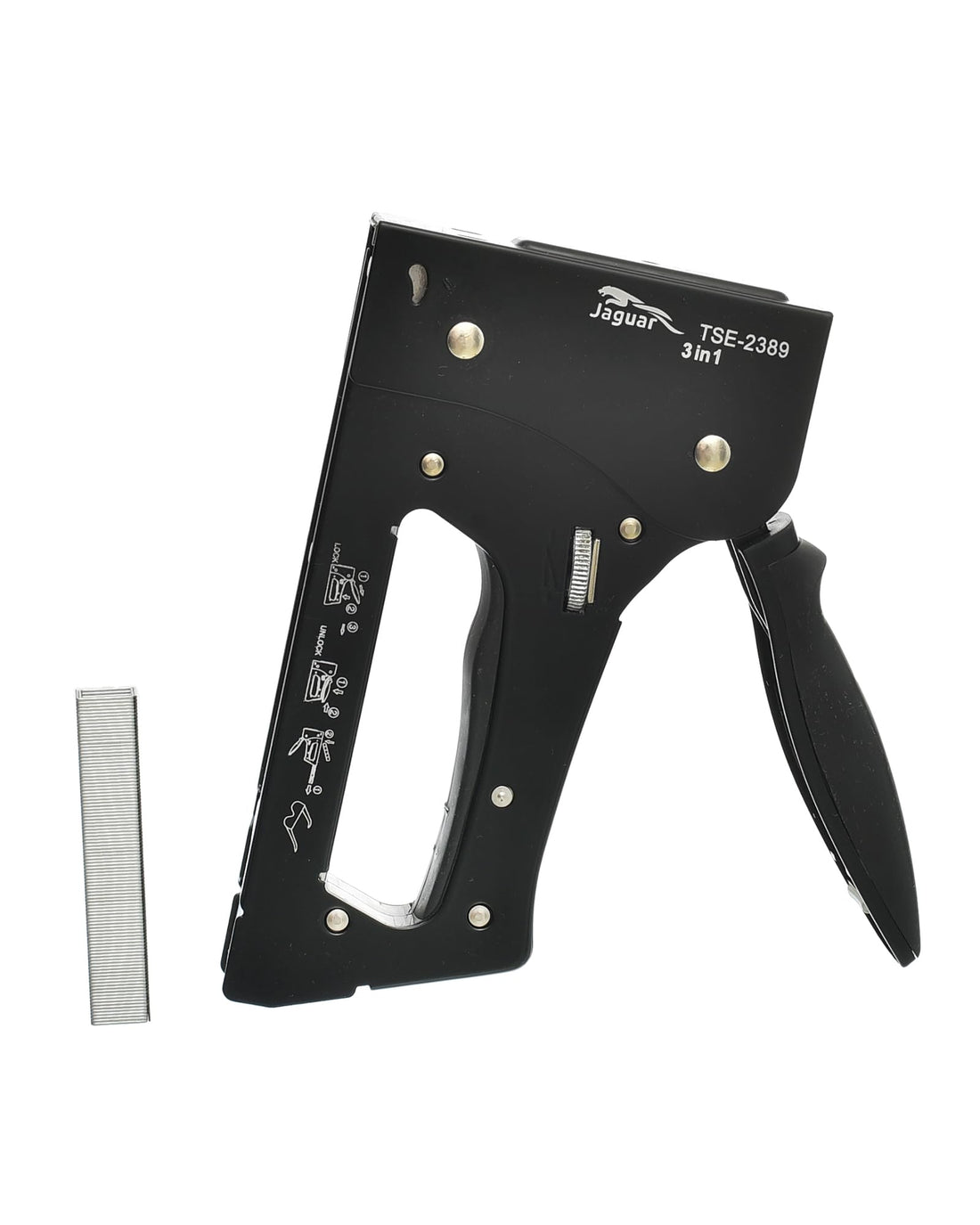 Jaguar. TSE-2389 3 in 1 Staple Tacker Use No.6-13 Staples with Staples for Office - Black