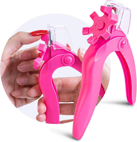 Adjustable Nail Clippers for Acrylic Nails with Sizer, Catcher & Length Measurement Dial — Professional Nail Tip Cutter for Fake Nail Extensions, Manicure & Nail Art at Home or Salon – Pink