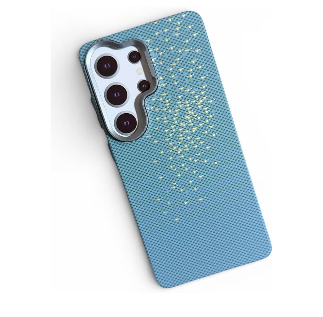 Premium S25 Ultra Carbon Fiber Protective Case – Ultra Slim Shock Absorption, Premium Anti-Scratch & Anti-Slip Design with Camera Lip Guard (Ice Sky Blue, S25 ULTRA)