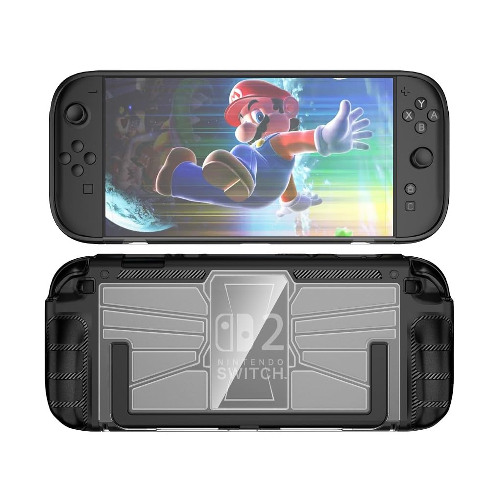 Case for Nintendo Switch 2 2025, Soft TPU Case with Built-in Kickstand, Anti-Scratch Protective Case (Black)