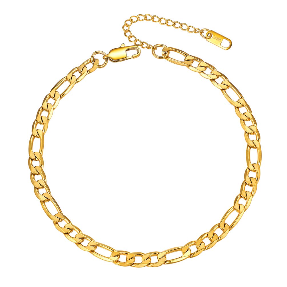 PROSTEEL Stainless Steel Chain Anklets for Women, Silver/Gold Tone, Ankle Bracelets Hypoallergenic, 8-10.5 Inch Adjustable, Come with Box