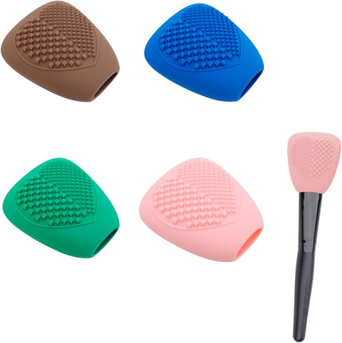 fashion mania 4 Pcs Make-up Brush Covers, Silicone Travel Make-up Brush Holder with Cleaning Pad, Reusable Brush Protector for Makeup Lovers and Wife