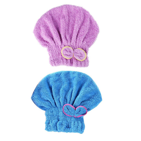 2 Pcs Microfiber Hair Drying Towels, Ultra Absorbent Hair Drying Cap Bowknot Hair Turban Towel for Women Adults or Girls to Dry Hair, Multicolour